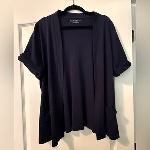 Croft & Barrow Short Sleeve Navy Tee Fabric Lightweight Cardigan